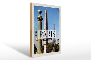 Panneau en bois voyage 30x40cm Paris France architecture rétro 1