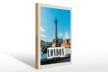 Panneau en bois voyage 30x40cm Londres UK fontaine Trafalgar Square 1