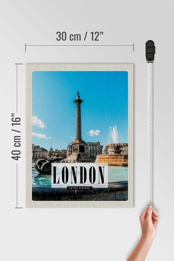 Panneau en bois voyage 30x40cm Londres UK fontaine Trafalgar Square 4