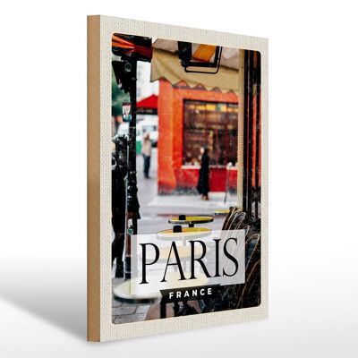 Panneau en bois voyage 30x40cm Paris France destination voyage café ville