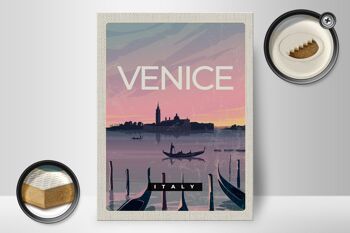 Panneau en bois voyage 30x40cm Venise Italie bateau image pittoresque 2