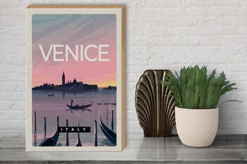 Panneau en bois voyage 30x40cm Venise Italie bateau image pittoresque 3