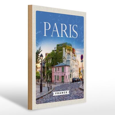 Cartel de madera viaje 30x40cm París Francia arquitectura vacaciones