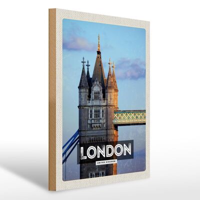 Cartel de madera viaje 30x40cm Londres Reino Unido arquitectura destino de viaje