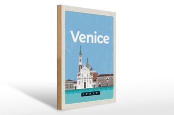 Panneau en bois voyage 30x40cm Venise Italie vue photo cadeau 1