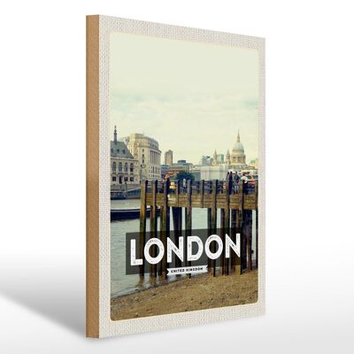 Cartello in legno da viaggio 30x40 cm Regalo di architettura londinese