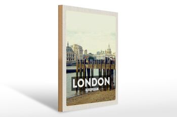 Panneau en bois voyage 30x40cm cadeau architecture Londres 1