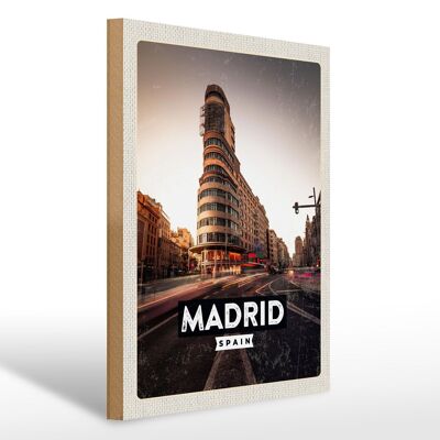 Wooden sign travel 30x40cm Madrid Calle Gran Vï¿½a Shopping
