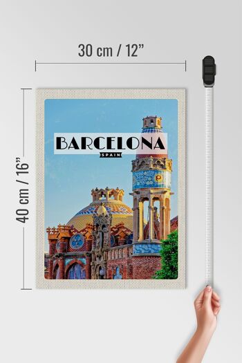 Panneau en bois voyage 30x40cm Barcelone destination de voyage style mosaïque 4