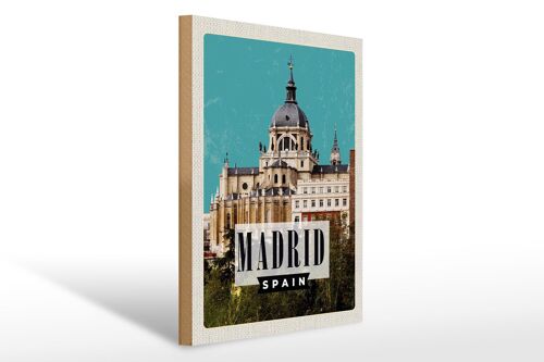 Holzschild Reise 30x40cm Madrid Spanien Urlaubsort Geschenk