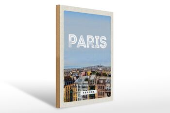 Panneau en bois voyage 30x40cm Paris vue panoramique ville 1
