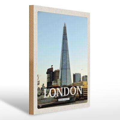 Panneau en bois voyage 30x40cm Londres ville Royaume-Uni