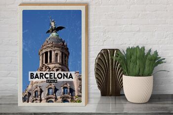 Panneau en bois voyage 30x40cm Barcelone architecture rétro cadeau 3