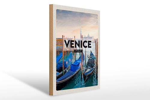 Holzschild Reise 30x40cm Venice Venedig Boote Meer Geschenk