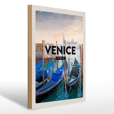 Cartello in legno da viaggio 30x40 cm Venezia Venezia barche mare regalo