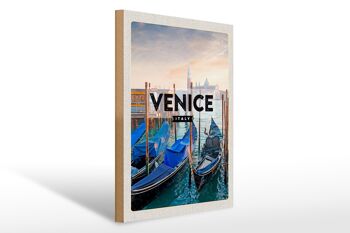 Panneau en bois voyage 30x40cm Venise Venise bateaux mer cadeau 1