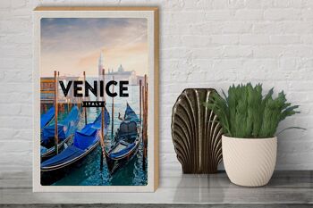 Panneau en bois voyage 30x40cm Venise Venise bateaux mer cadeau 3