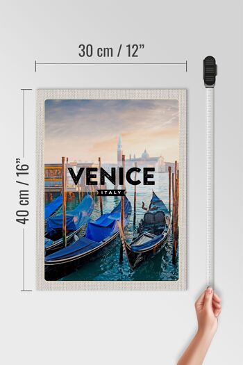 Panneau en bois voyage 30x40cm Venise Venise bateaux mer cadeau 4