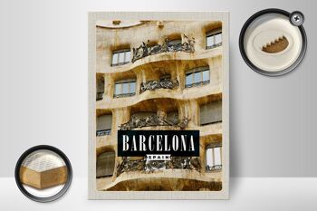 Panneau en bois voyage 30x40cm Barcelone Espagne architecture vacances 2