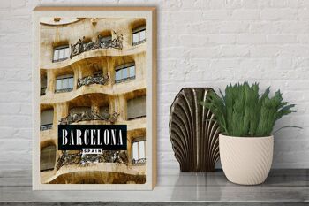 Panneau en bois voyage 30x40cm Barcelone Espagne architecture vacances 3
