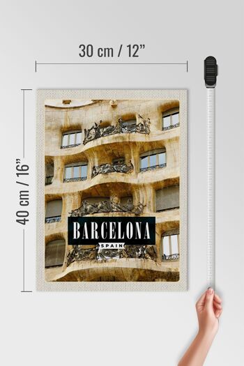 Panneau en bois voyage 30x40cm Barcelone Espagne architecture vacances 4