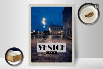 Panneau en bois voyage 30x40cm Venise Italie vue de Venise la nuit 2