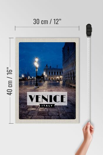 Panneau en bois voyage 30x40cm Venise Italie vue de Venise la nuit 4