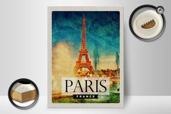 Panneau en bois voyage 30x40cm Paris France Tour Eiffel art 2