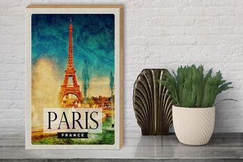 Panneau en bois voyage 30x40cm Paris France Tour Eiffel art 3