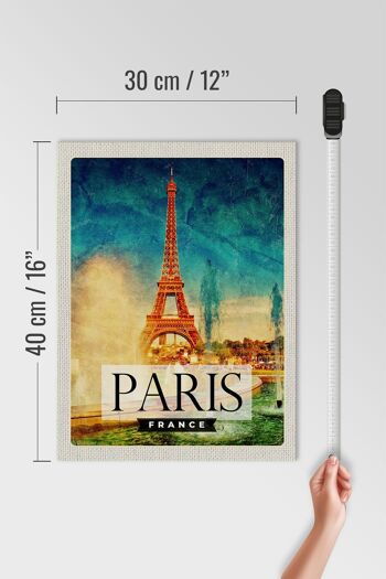 Panneau en bois voyage 30x40cm Paris France Tour Eiffel art 4