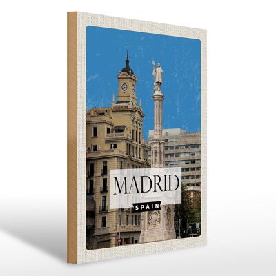 Cartel de madera viaje 30x40cm Madrid España Panorama