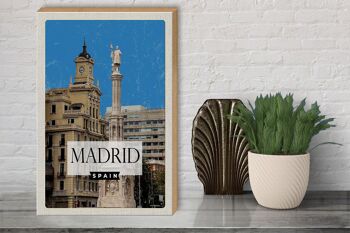 Panneau en bois voyage 30x40cm Madrid Espagne Panorama 3