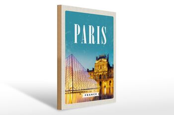 Panneau en bois voyage 30x40cm Paris France architecture de nuit 1