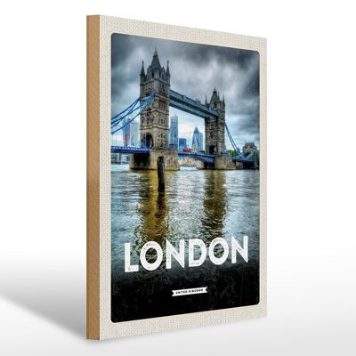 Cartel de madera viaje 30x40cm Puente de destino de viaje Londres Inglaterra