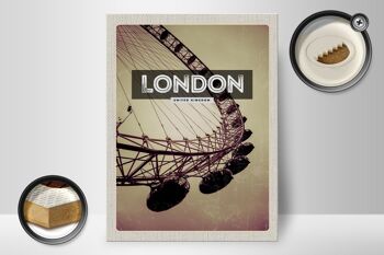Panneau en bois voyage 30x40cm Londres Angleterre London Eye travel 2