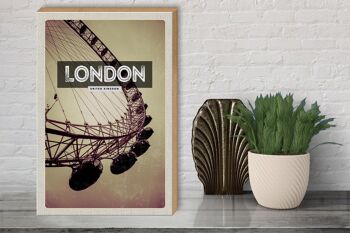 Panneau en bois voyage 30x40cm Londres Angleterre London Eye travel 3