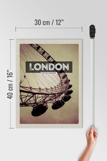 Panneau en bois voyage 30x40cm Londres Angleterre London Eye travel 4