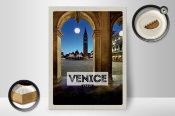 Panneau en bois voyage 30x40cm Venise Italie architecture nocturne 2