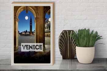 Panneau en bois voyage 30x40cm Venise Italie architecture nocturne 3