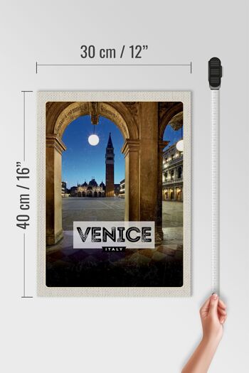 Panneau en bois voyage 30x40cm Venise Italie architecture nocturne 4