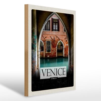 Cartel de madera viaje 30x40cm Venecia Italia panorama del río