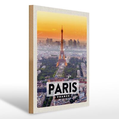 Panneau en bois voyage 30x40cm Paris France Tour Eiffel