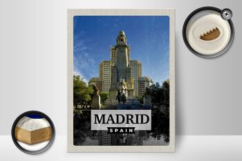 Panneau en bois voyage 30x40cm Madrid Espagne panorama cheval 2