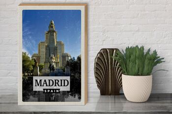 Panneau en bois voyage 30x40cm Madrid Espagne panorama cheval 3