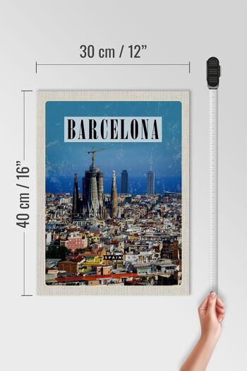 Panneau en bois voyage 30x40cm Barcelone Espagne vue sur la ville 4