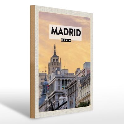 Holzschild Reise 30x40cm Madrid Spanien kurz Trip