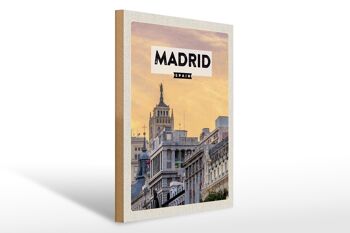 Panneau en bois voyage 30x40cm Madrid Espagne court voyage 1