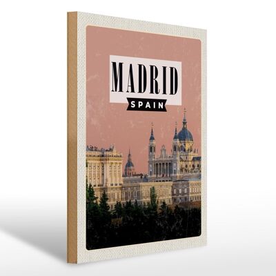 Cartel de madera viaje 30x40cm Madrid Catedral de la Almudena