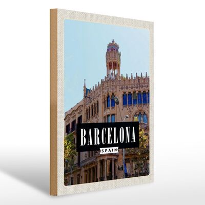 Cartello in legno viaggio 30x40 cm Barcellona Spagna Viaggio Sargrada