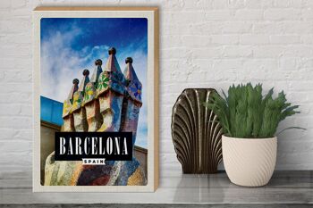 Panneau en bois voyage 30x40cm Barcelone Espagne Parc Guell 3